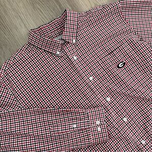 Georgia Bulldogs Red Black Gingham Button Down Shirt Campus Specialties Size L